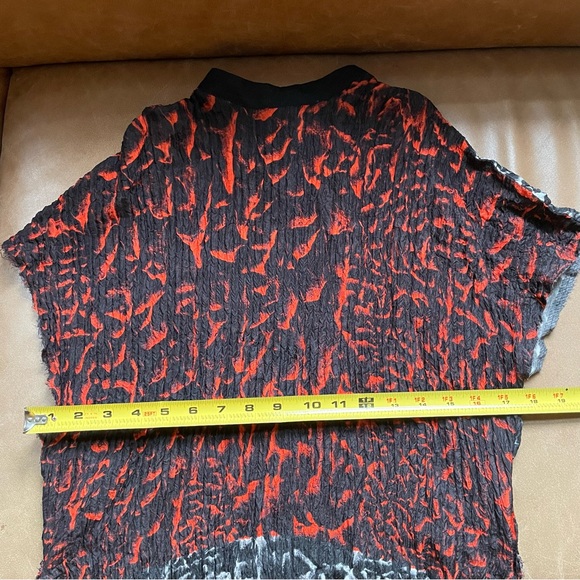 Helmut Lang high low red black white top crinkle texture pleat - Picture 4 of 5